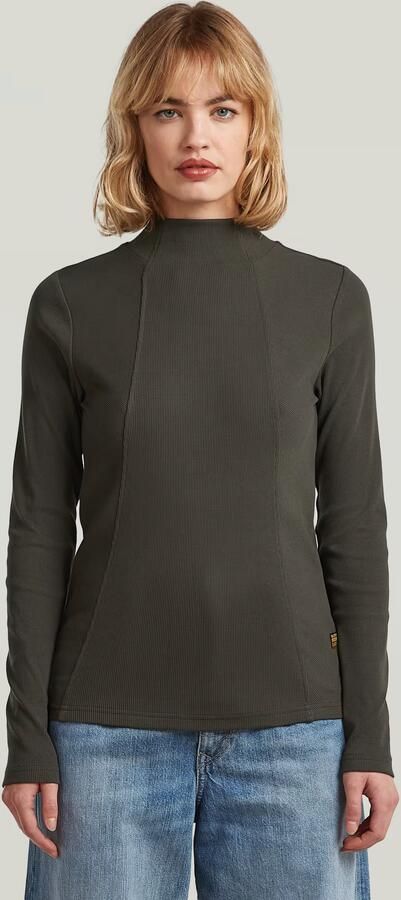 G-Star RAW A-Line Slim Rib Mock T-shirt Grijs Dames