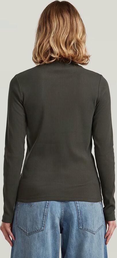 G-Star RAW A-Line Slim Rib Mock T-shirt Grijs Dames - Foto 6