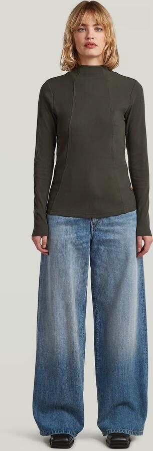 G-Star RAW A-Line Slim Rib Mock T-shirt Grijs Dames - Foto 7