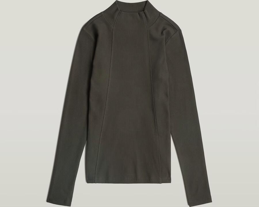 G-Star RAW A-Line Slim Rib Mock T-shirt Grijs Dames - Foto 3