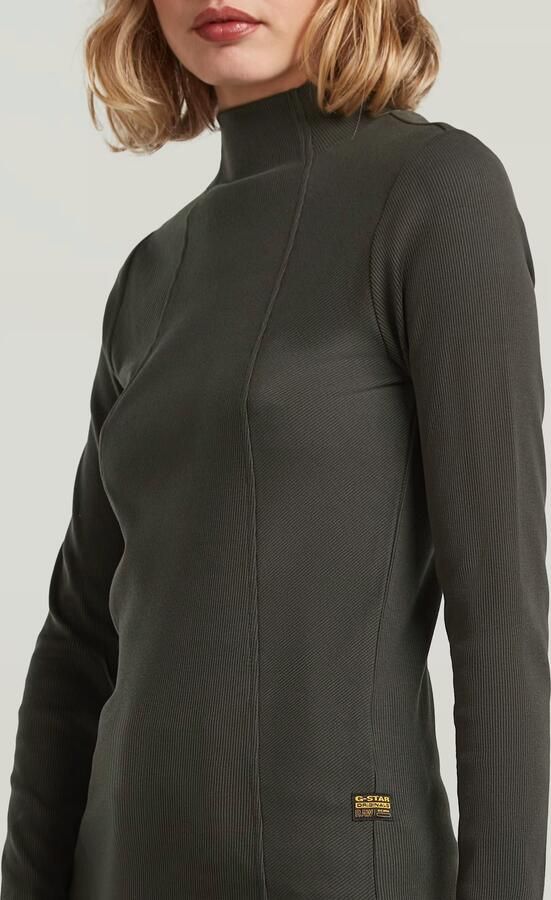 G-Star RAW A-Line Slim Rib Mock T-shirt Grijs Dames - Foto 5