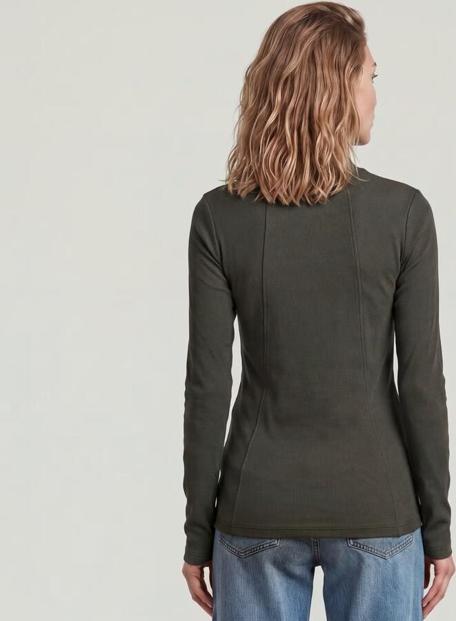 G-Star RAW A-Line Slim Rib Mock T-shirt Grijs Dames - Foto 4