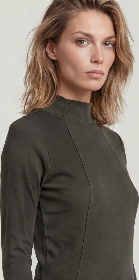 G-Star RAW A-Line Slim Rib Mock T-shirt Grijs Dames - Foto 5