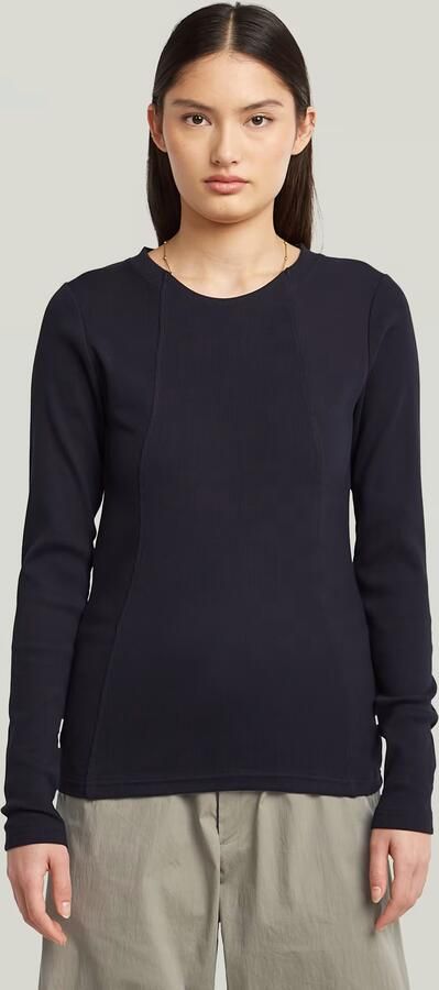 G-Star RAW A-Line Slim Rib T-shirt Donkerblauw Dames - Foto 7