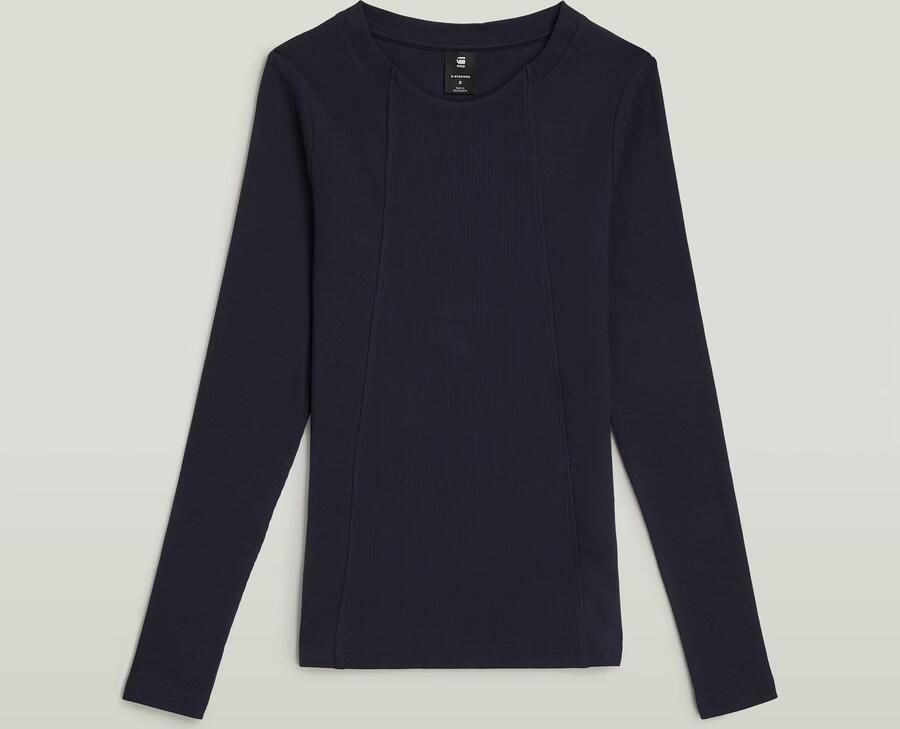 G-Star RAW A-Line Slim Rib T-shirt Donkerblauw Dames - Foto 2