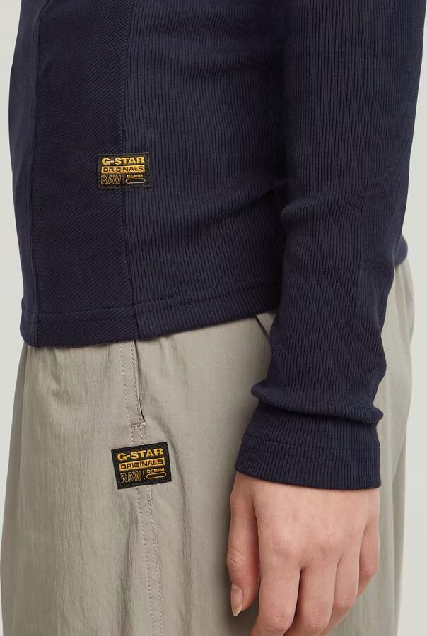 G-Star RAW A-Line Slim Rib T-shirt Donkerblauw Dames - Foto 3