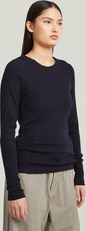 G-Star RAW A-Line Slim Rib T-shirt Donkerblauw Dames - Foto 6