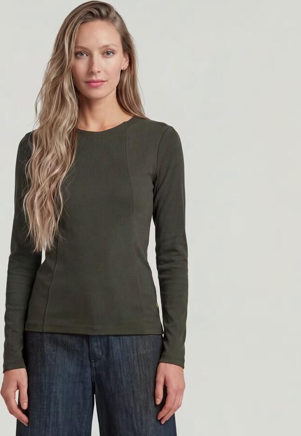 G-Star RAW A-Line Slim Rib T-shirt Grijs Dames - Foto 3