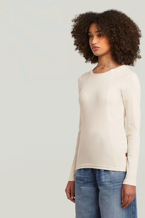 G-Star RAW A-Line Slim Rib T-shirt Wit Dames - Foto 5