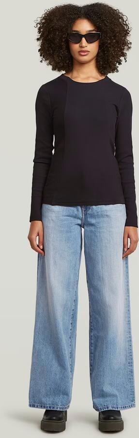 G-Star RAW A-Line Slim Rib T-shirt Zwart Dames - Foto 6