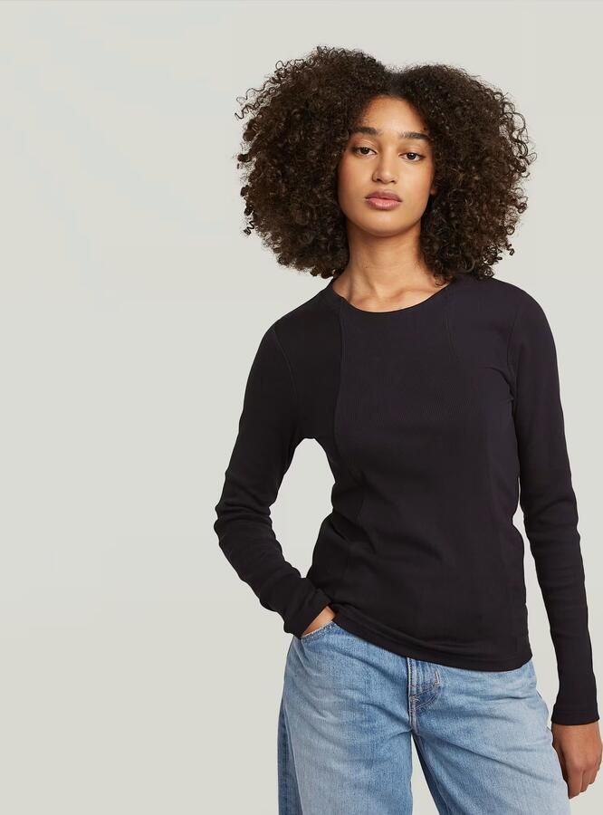 G-Star RAW A-Line Slim Rib T-shirt Zwart Dames - Foto 4
