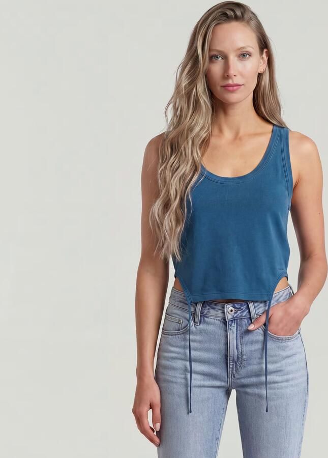G-Star RAW Adjustable Washed Slim Tank T-Shirt Midden blauw Dames - Foto 4