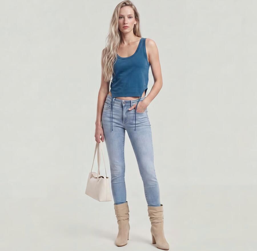 G-Star RAW Adjustable Washed Slim Tank T-Shirt Midden blauw Dames - Foto 3