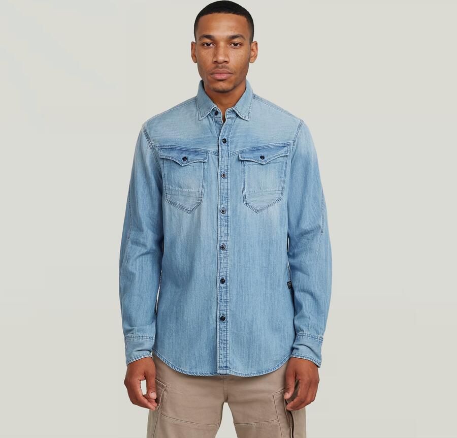 G-Star RAW Arc 3D Slim Overhemd Midden blauw Heren