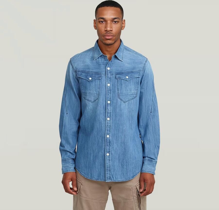 G-Star RAW Arc 3D Slim Overhemd Midden blauw Heren