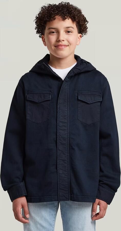 G-Star RAW Army Hooded Zip Overshirt voor jongens Donkerblauw jongens