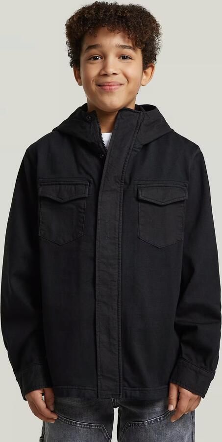 G-Star RAW Army Hooded Zip Overshirt voor jongens Zwart jongens