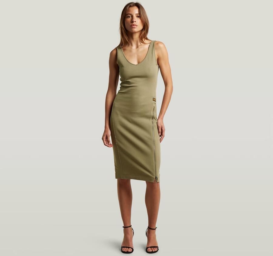 G-Star RAW Asymmetric Cut Seam Jurk Groen Dames