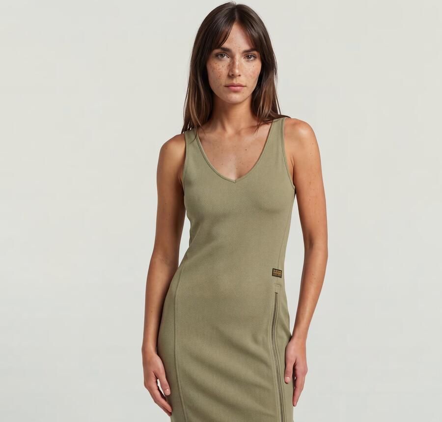 G-Star RAW Asymmetric Cut Seam Jurk Groen Dames - Foto 4