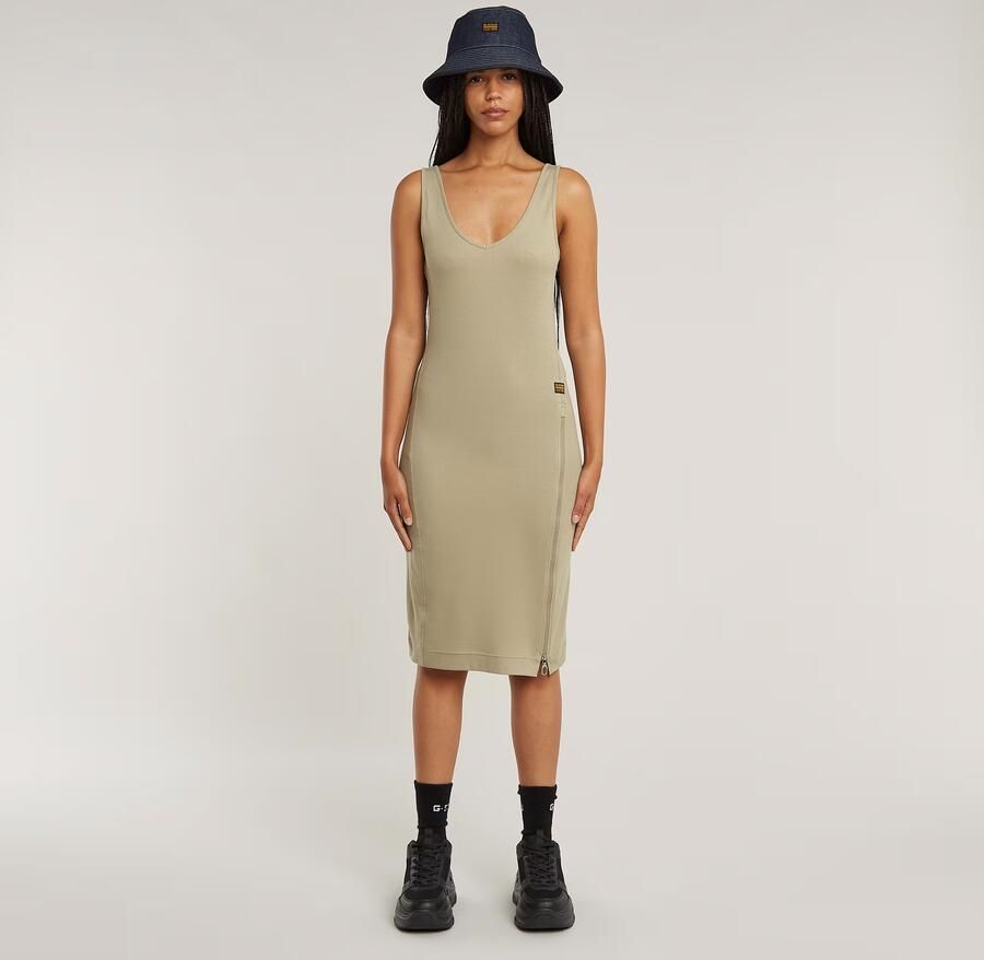 G-Star RAW Asymmetric Zip Jurk Beige Dames