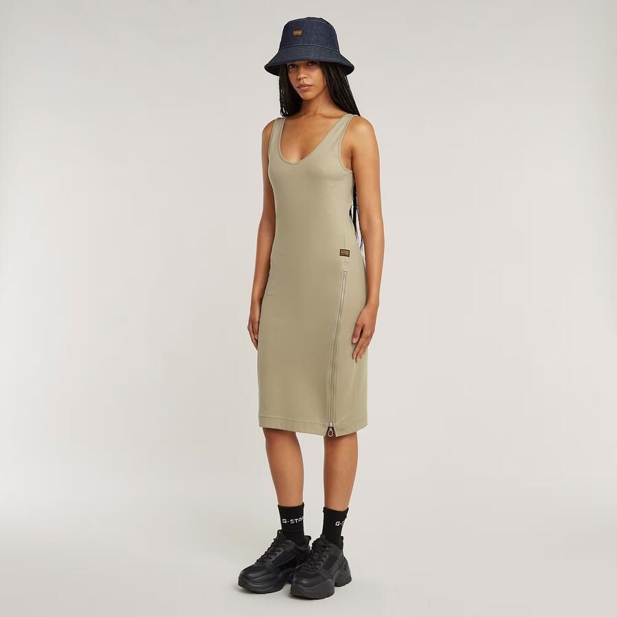 G-Star RAW Asymmetric Zip Jurk Beige Dames - Foto 2