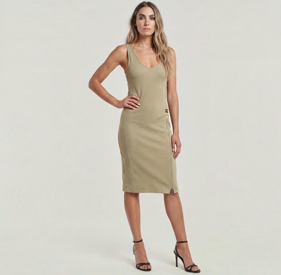 G-Star RAW Asymmetric Zip Jurk Beige Dames - Foto 4
