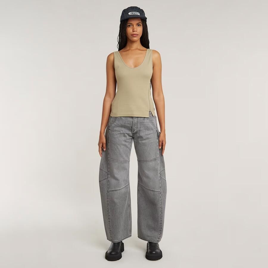 G-Star RAW Asymmetrical Zip Slim Tanktop Beige Dames