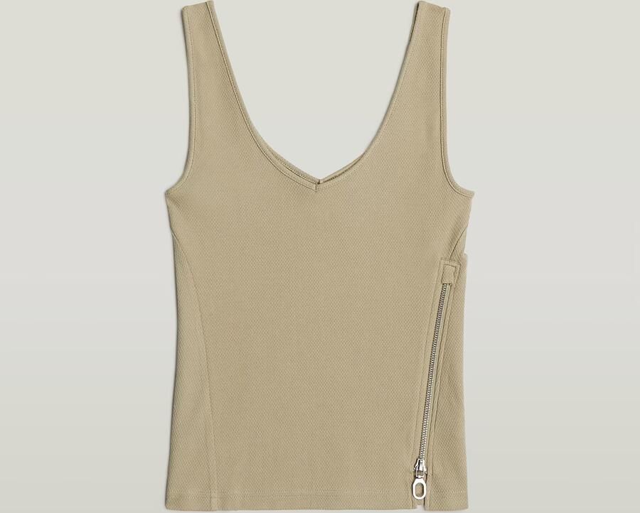 G-Star RAW Asymmetrical Zip Slim Tanktop Beige Dames - Foto 6