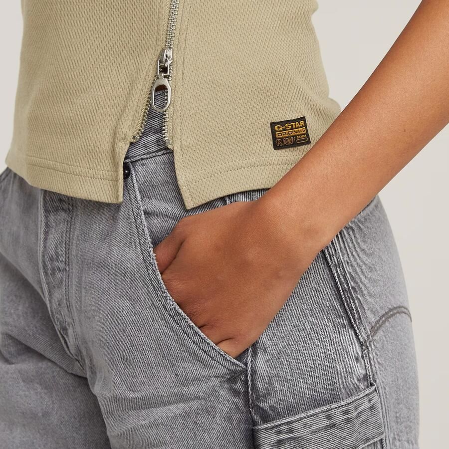 G-Star RAW Asymmetrical Zip Slim Tanktop Beige Dames - Foto 2