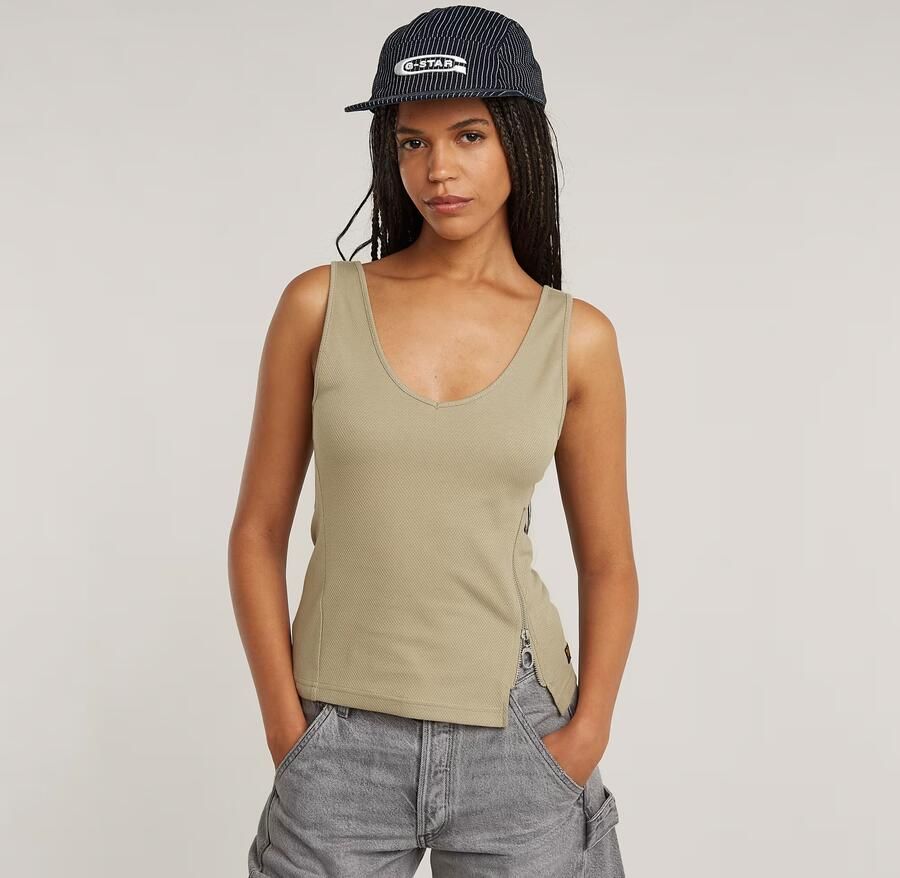 G-Star RAW Asymmetrical Zip Slim Tanktop Beige Dames - Foto 4