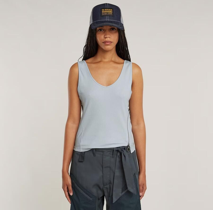 G-Star RAW Asymmetrical Zip Slim Tanktop Lichtblauw Dames - Foto 7
