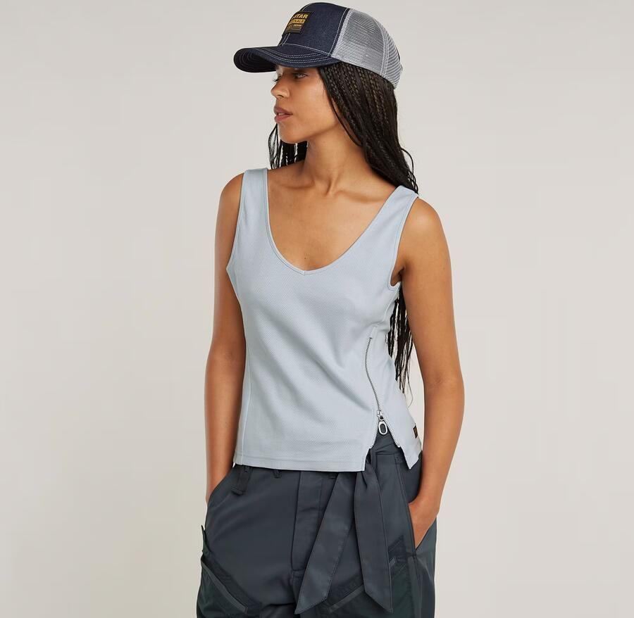 G-Star RAW Asymmetrical Zip Slim Tanktop Lichtblauw Dames - Foto 5