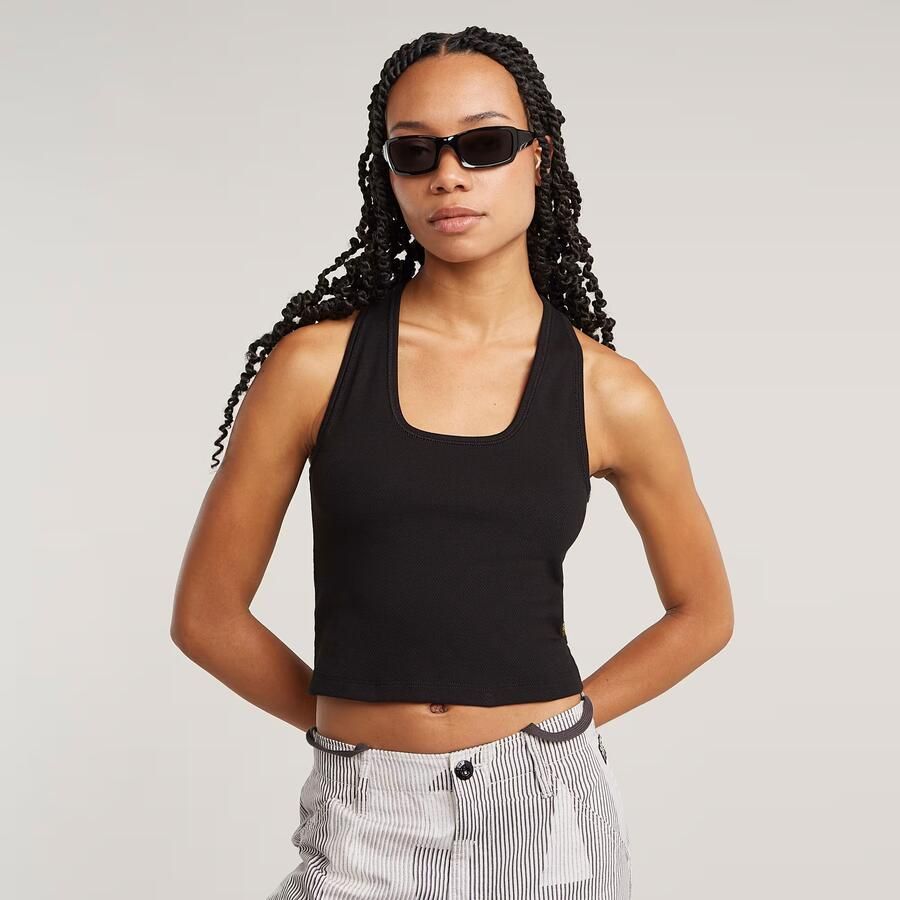 G-Star RAW Back Snap Slim Cropped T-shirt Zwart Dames - Foto 2