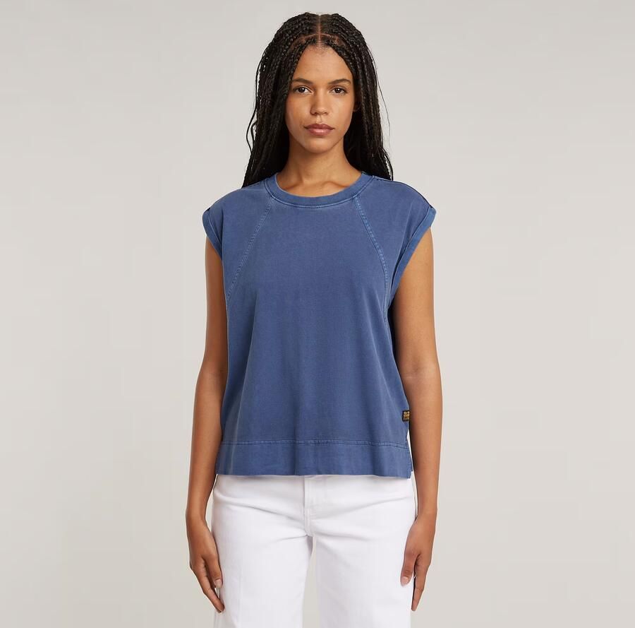 G-Star Raw T-shirt D26421-C261 BACK ZIP OVERDYED TOP-H632 MID BLUE - Foto 7