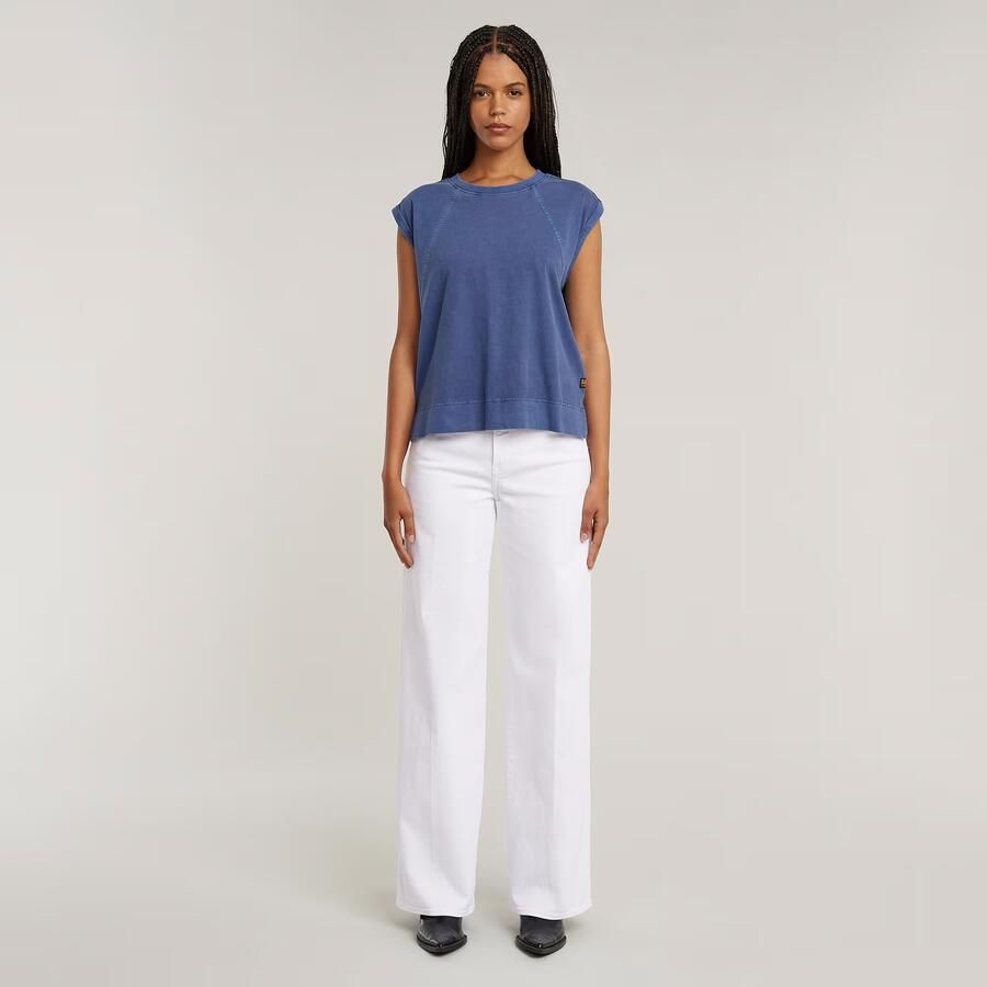 G-Star Raw T-shirt D26421-C261 BACK ZIP OVERDYED TOP-H632 MID BLUE - Foto 2