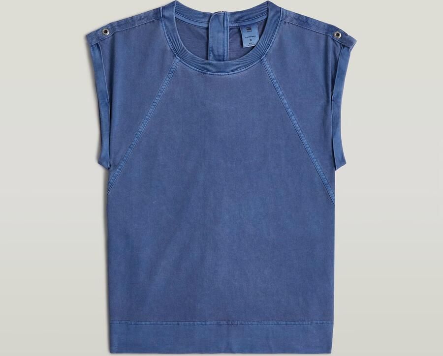 G-Star Raw T-shirt D26421-C261 BACK ZIP OVERDYED TOP-H632 MID BLUE - Foto 5