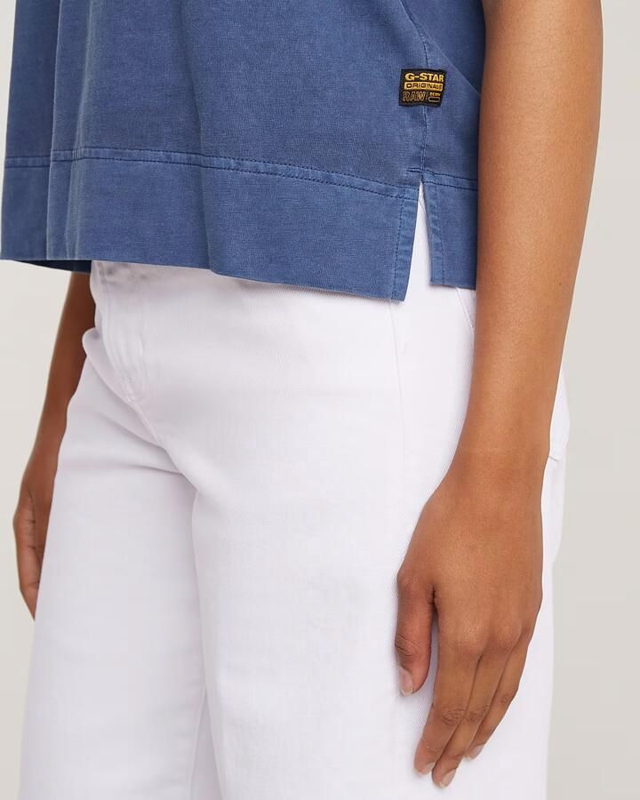 G-Star Raw T-shirt D26421-C261 BACK ZIP OVERDYED TOP-H632 MID BLUE - Foto 6