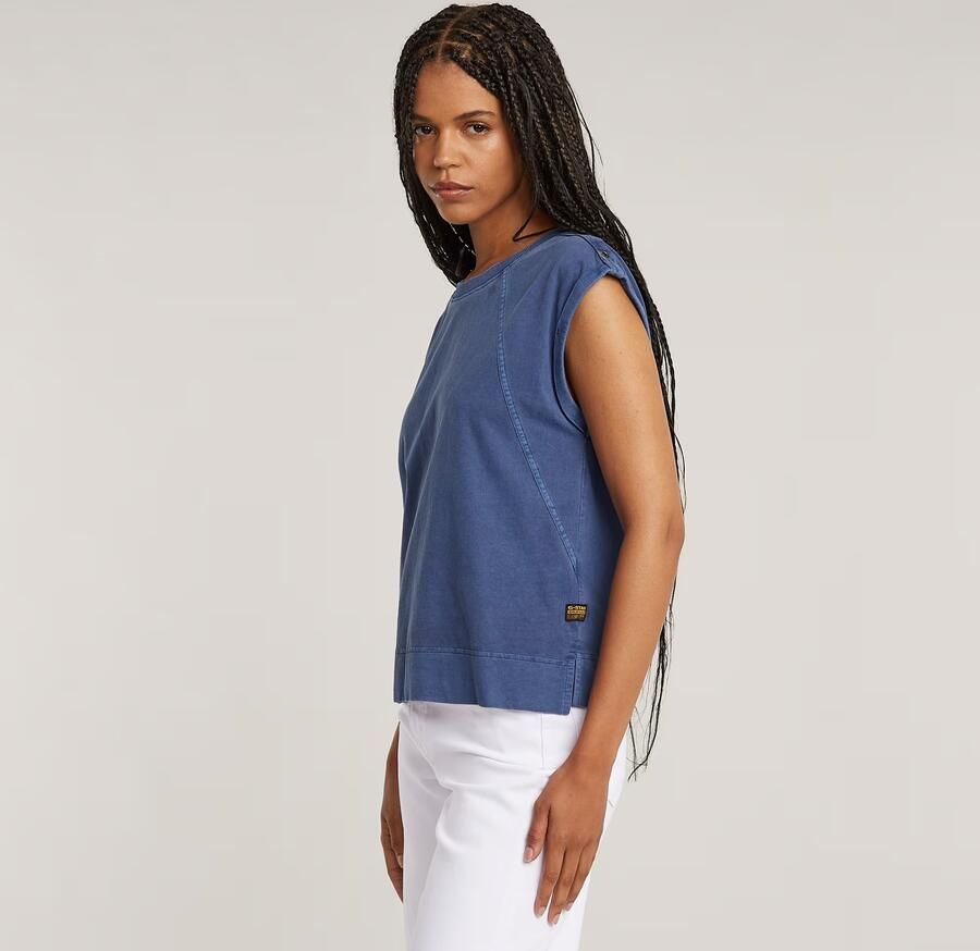 G-Star Raw T-shirt D26421-C261 BACK ZIP OVERDYED TOP-H632 MID BLUE - Foto 4