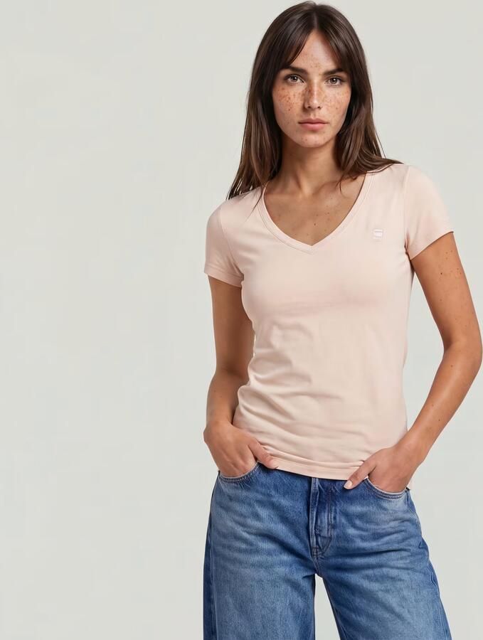 G-Star RAW Shirt met V-hals Base v t wmn cap sl met kleine logoprint voor - Foto 4