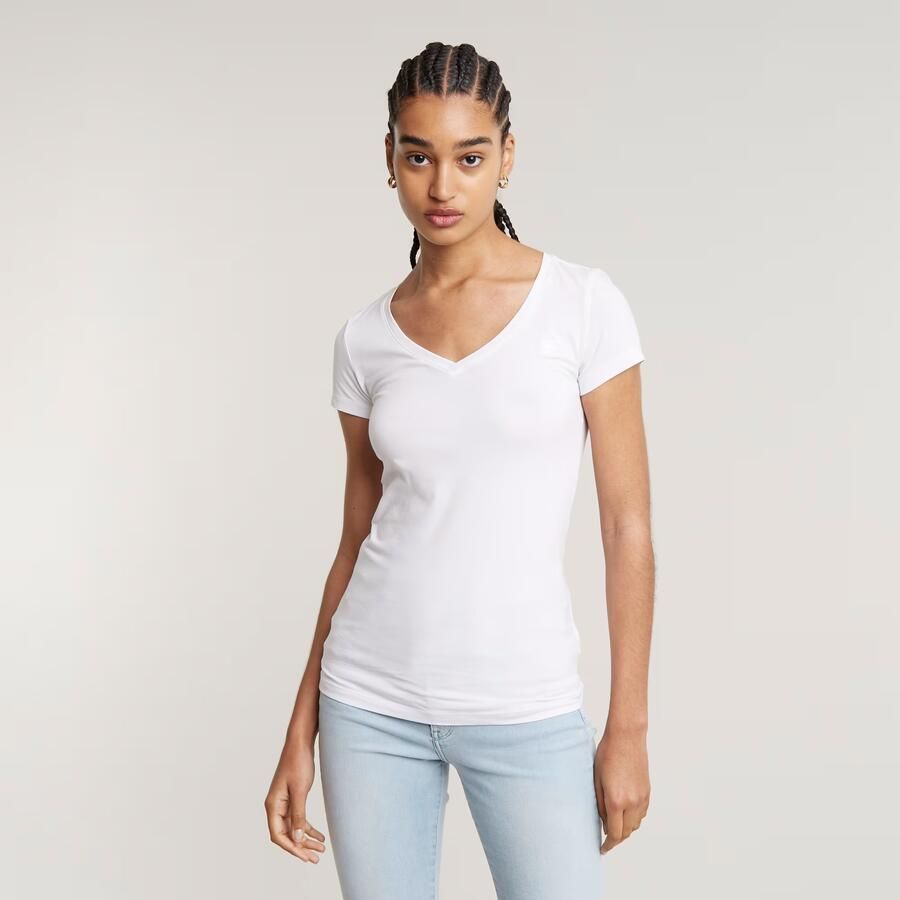 G-Star RAW Shirt met V-hals Base v t wmn cap sl met kleine logoprint voor