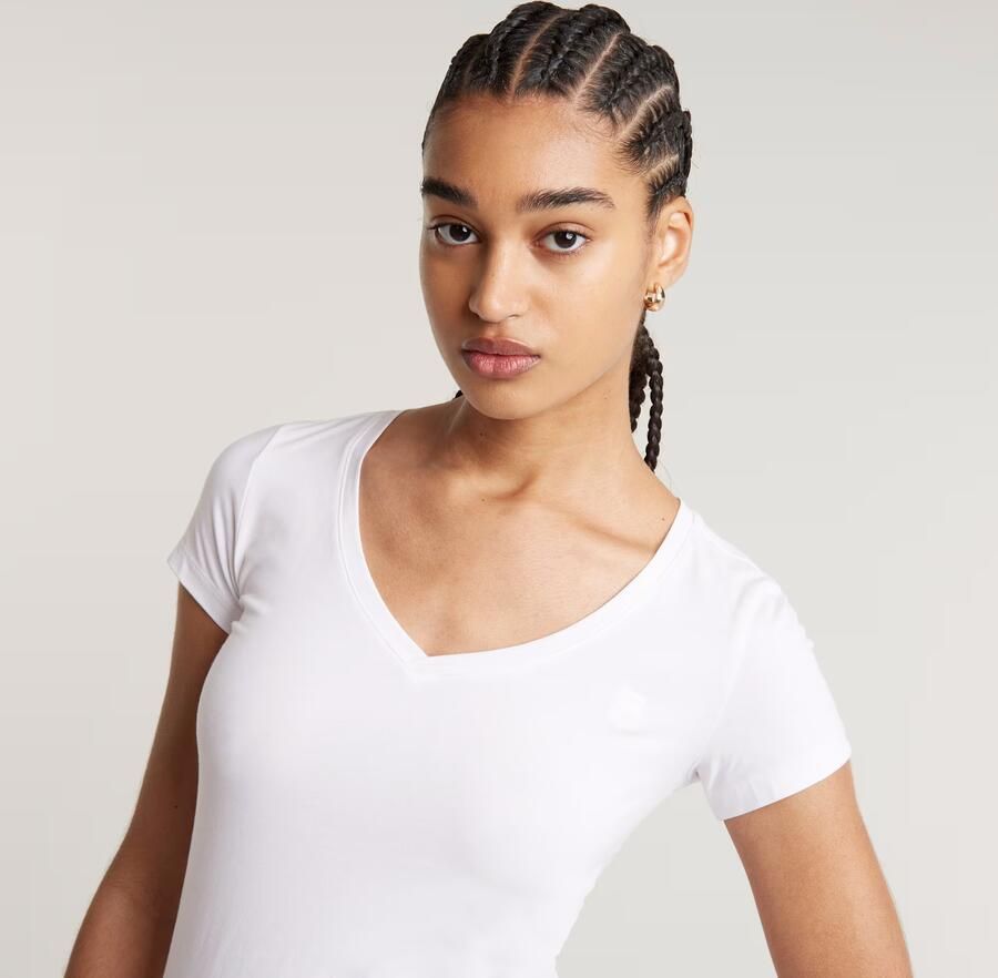 G-Star RAW Shirt met V-hals Base v t wmn cap sl met kleine logoprint voor - Foto 5