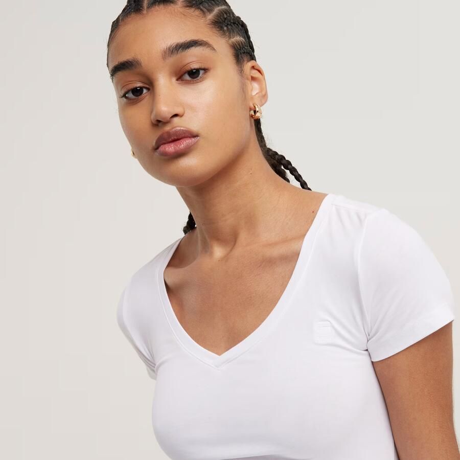G-Star RAW Shirt met V-hals Base v t wmn cap sl met kleine logoprint voor - Foto 4