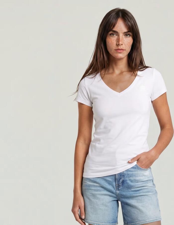 G-Star RAW Shirt met V-hals Base v t wmn cap sl met kleine logoprint voor - Foto 4