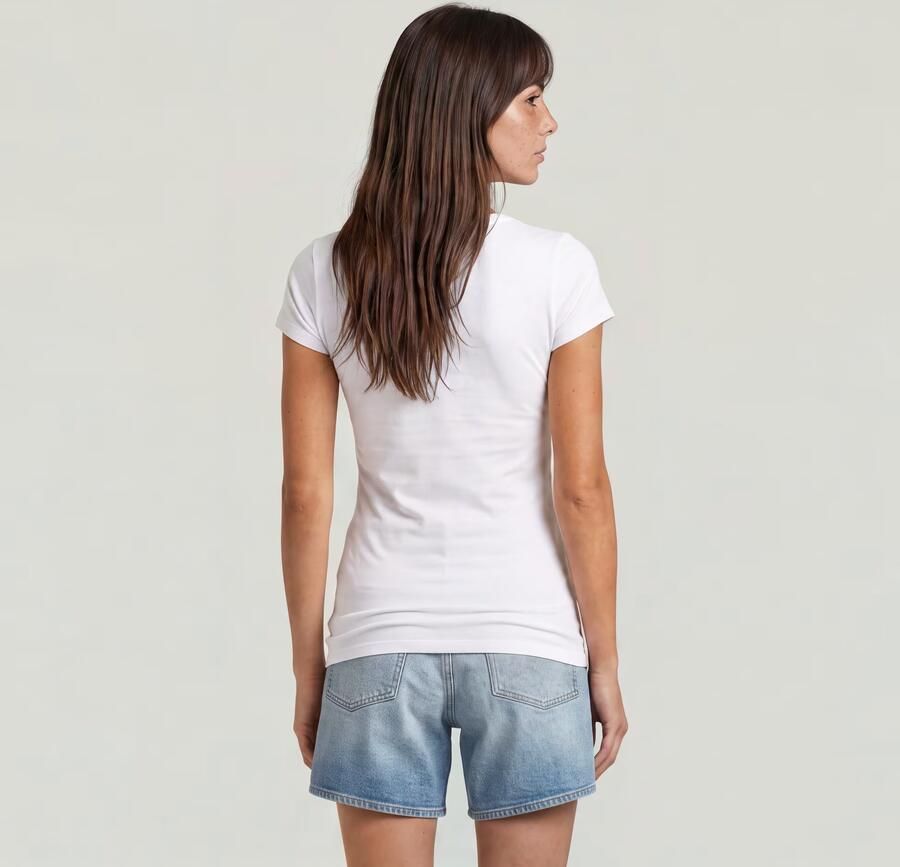 G-Star RAW Shirt met V-hals Base v t wmn cap sl met kleine logoprint voor - Foto 2