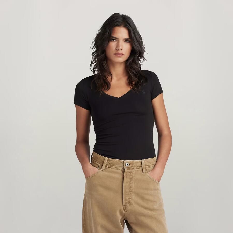 G-Star RAW Shirt met V-hals Base v t wmn cap sl met kleine logoprint voor - Foto 6