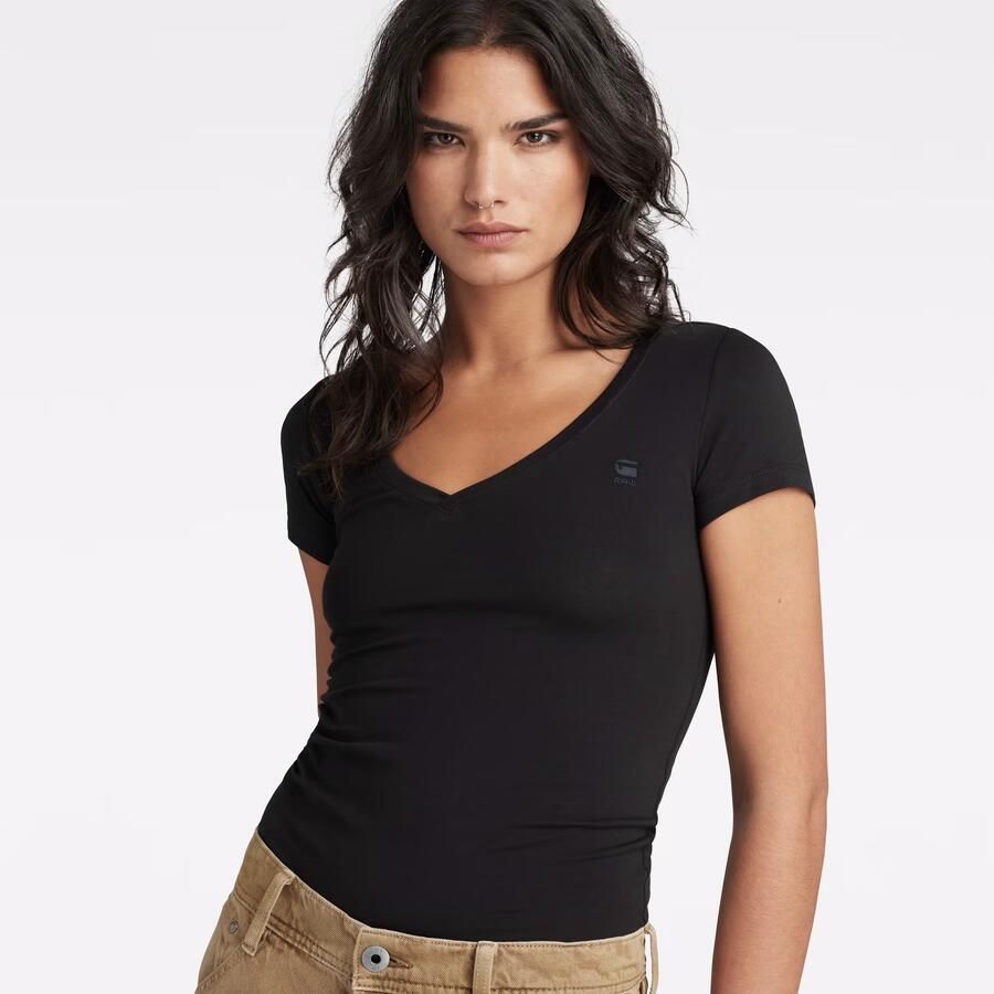 G-Star RAW Shirt met V-hals Base v t wmn cap sl met kleine logoprint voor - Foto 5