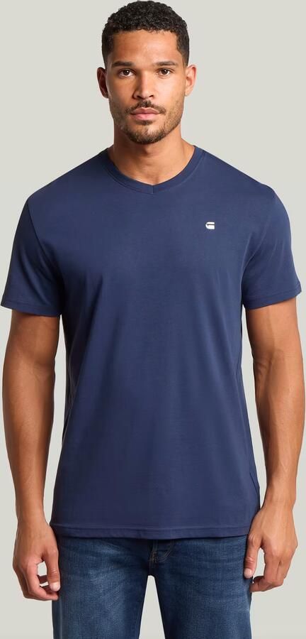 G-Star RAW Base V T-shirt Donkerblauw Heren