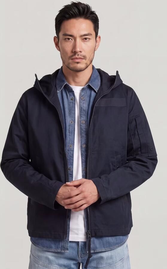 G-Star RAW Batt Hooded Overshirt Donkerblauw Heren - Foto 6