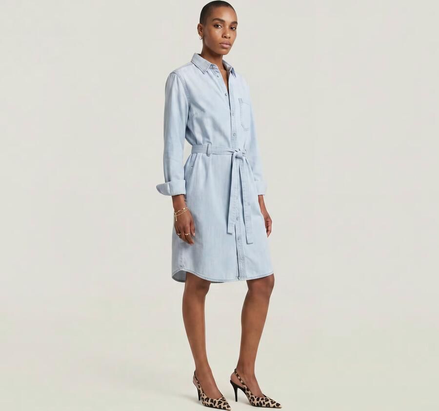 G-Star RAW Belt Overhemdjurk Lichtblauw Dames - Foto 4