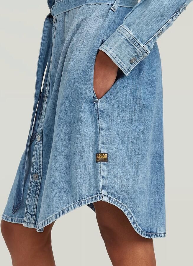G-Star RAW Belt Overhemdjurk Midden blauw Dames - Foto 4